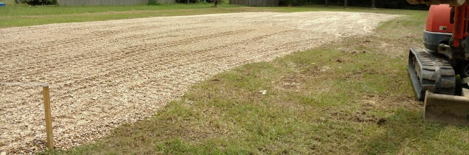 New mobile home pad topped with gravel